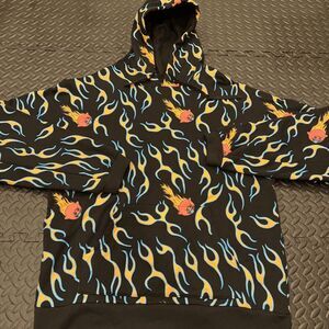 Pink Dolphin Hoodie Ghost Flame Mens Sz Large Pullover Hooded All over Print